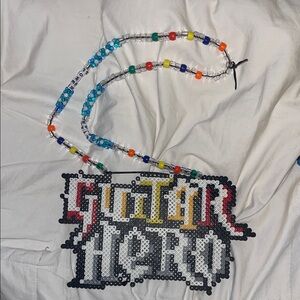 Colorful Beaded Guitar Hero Kandi Perler Necklace